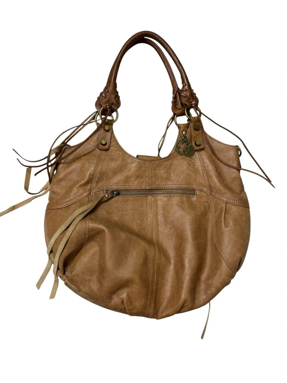 Tan Leather Hobo Tote Bag - Women